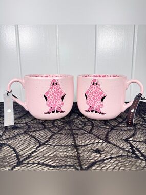 NEW Better Living Leopard Cowgirl Ghost Halloween Mugs